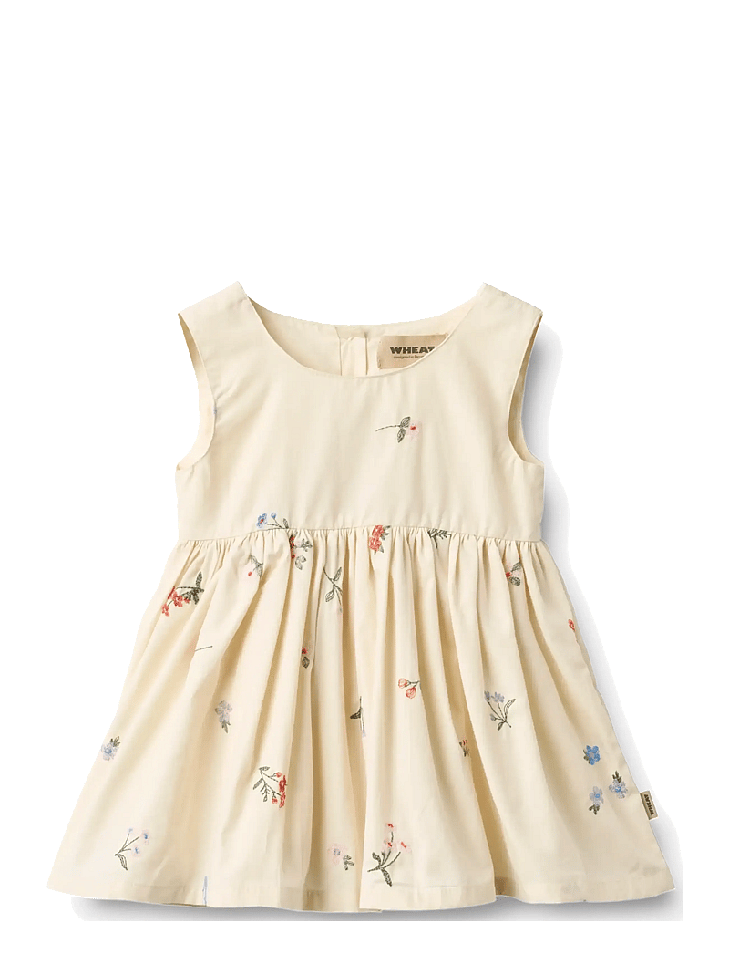 Wheat - Pinafore Wrinkle Sienna - Ärmlösa babyklänningar - ivory embroidery flowers - 0