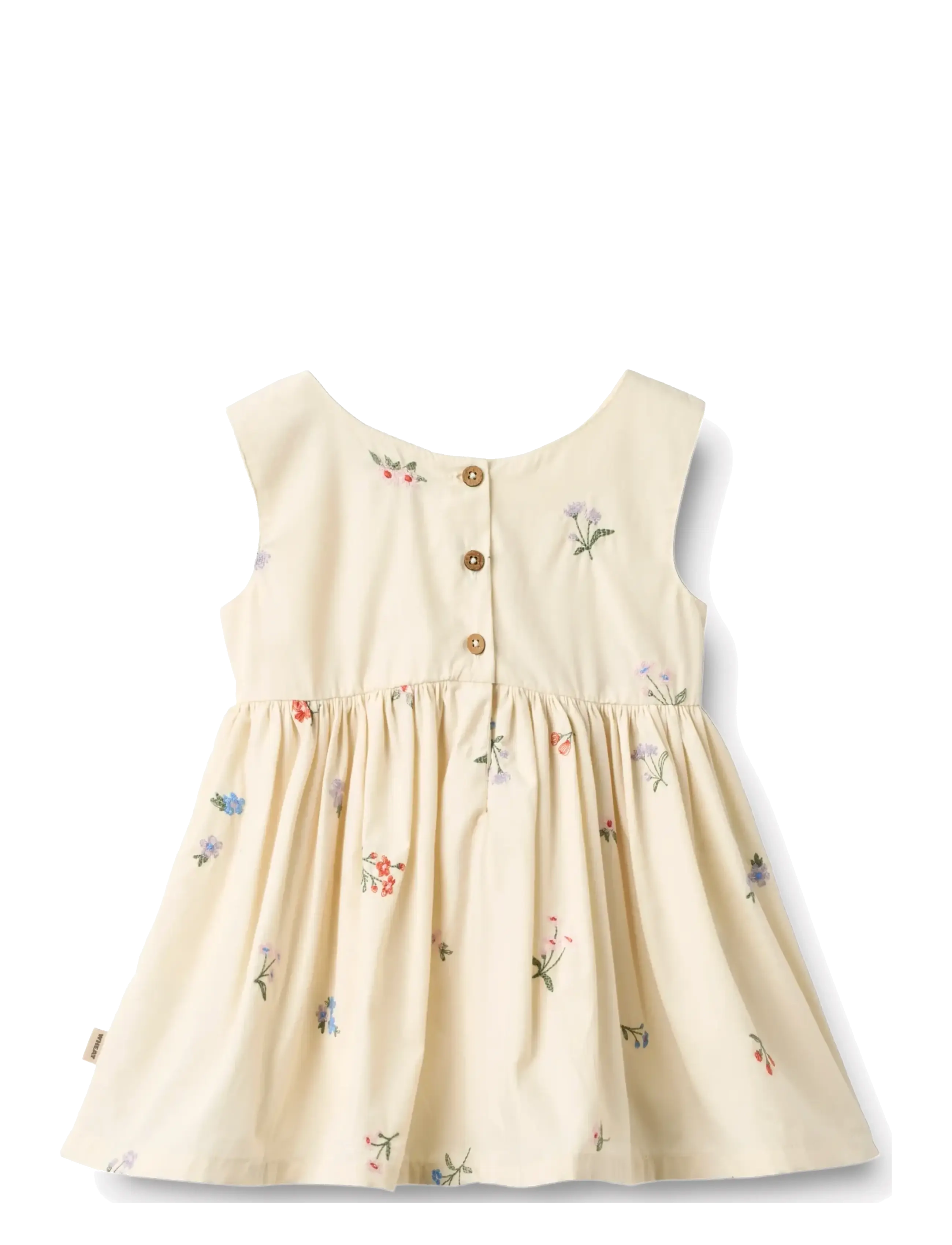 Wheat - Pinafore Wrinkle Sienna - barnakjólar - ivory embroidery flowers - 1
