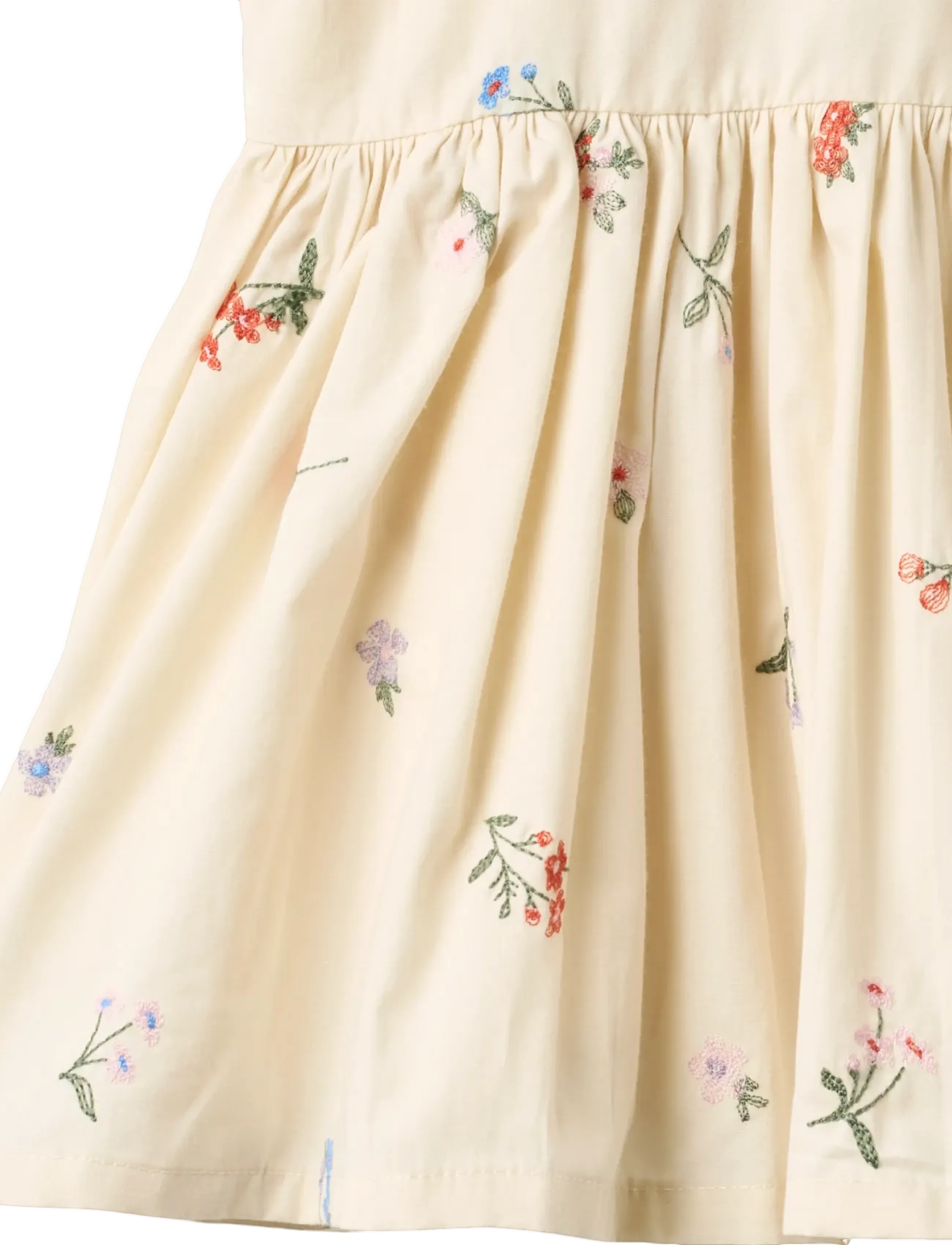 Wheat - Pinafore Wrinkle Sienna - barnakjólar - ivory embroidery flowers - 2