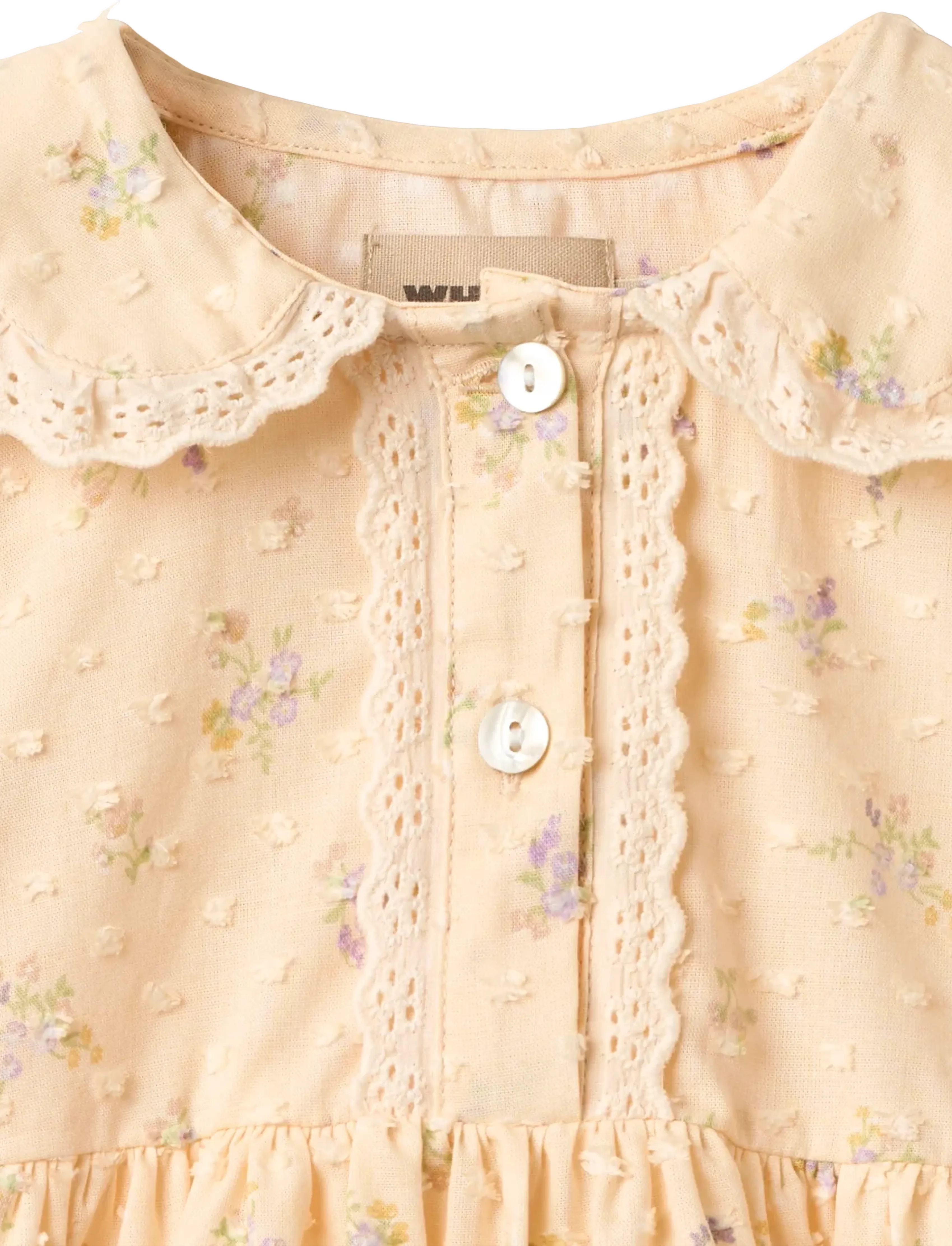 Wheat - Dress S/S Adele - short-sleeved baby dresses - barely apricot flowers - 3