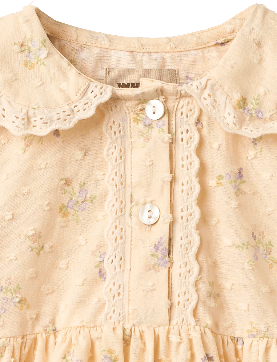 Wheat - Dress S/S Adele - kūdikių suknelės trumpomis rankovėmis - barely apricot flowers - 3