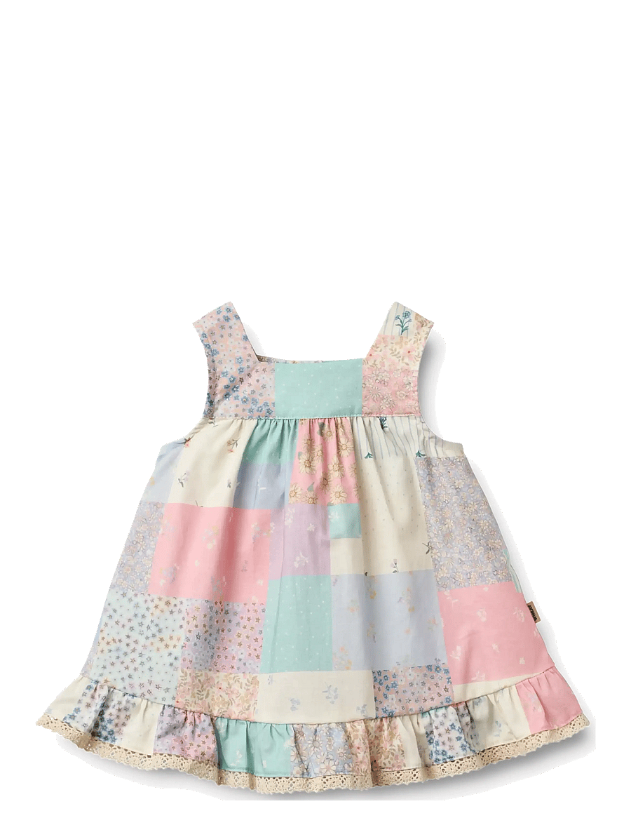 Wheat - Dress Ruffle Ayla - ermalausir barnakjólar - patchwork flowers - 0