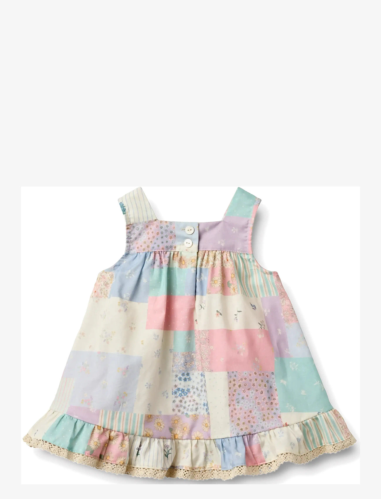 Wheat - Dress Ruffle Ayla - Ärmellose babykleider - patchwork flowers - 1
