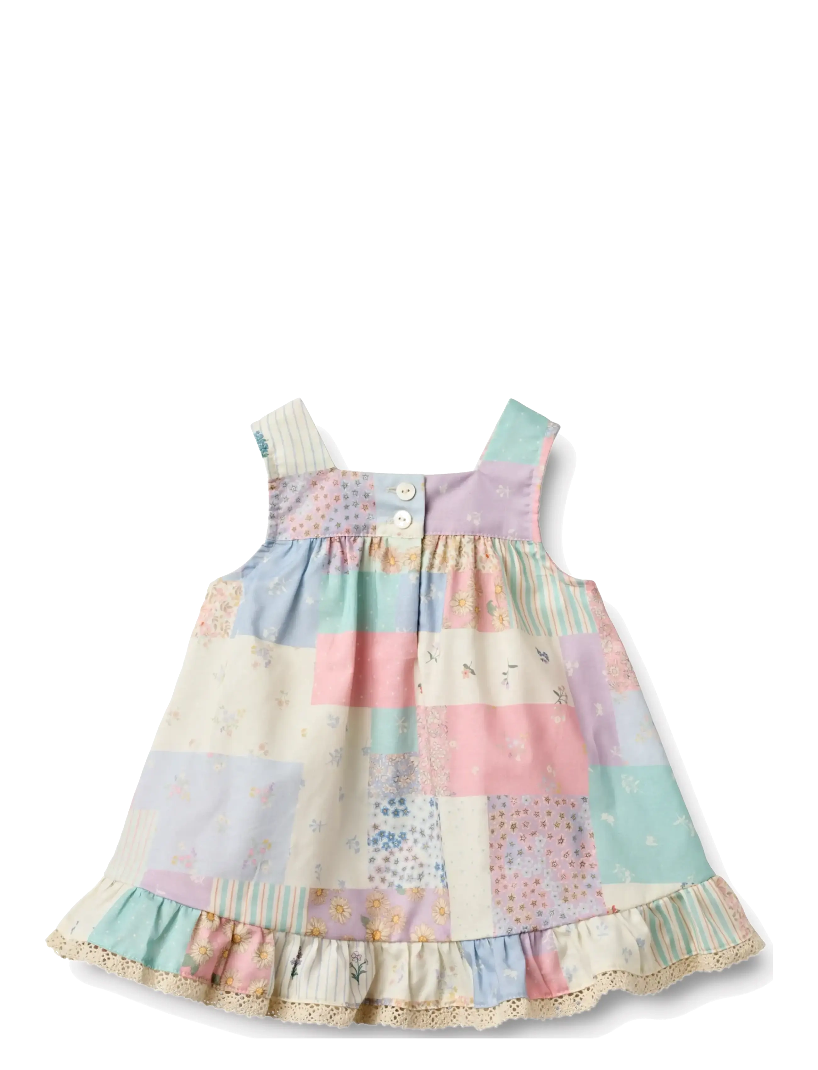Wheat - Dress Ruffle Ayla - ermalausir barnakjólar - patchwork flowers - 1