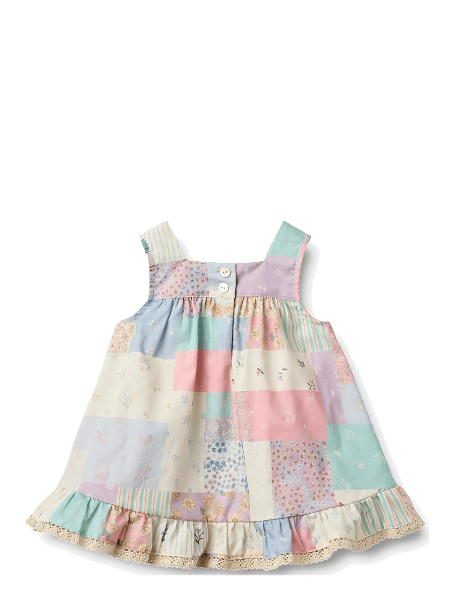 Wheat - Dress Ruffle Ayla - ermalausir barnakjólar - patchwork flowers - 1