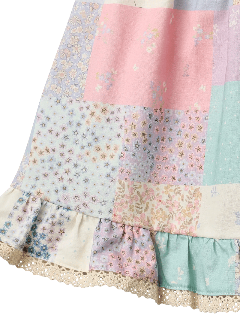 Wheat - Dress Ruffle Ayla - Ärmellose babykleider - patchwork flowers - 2