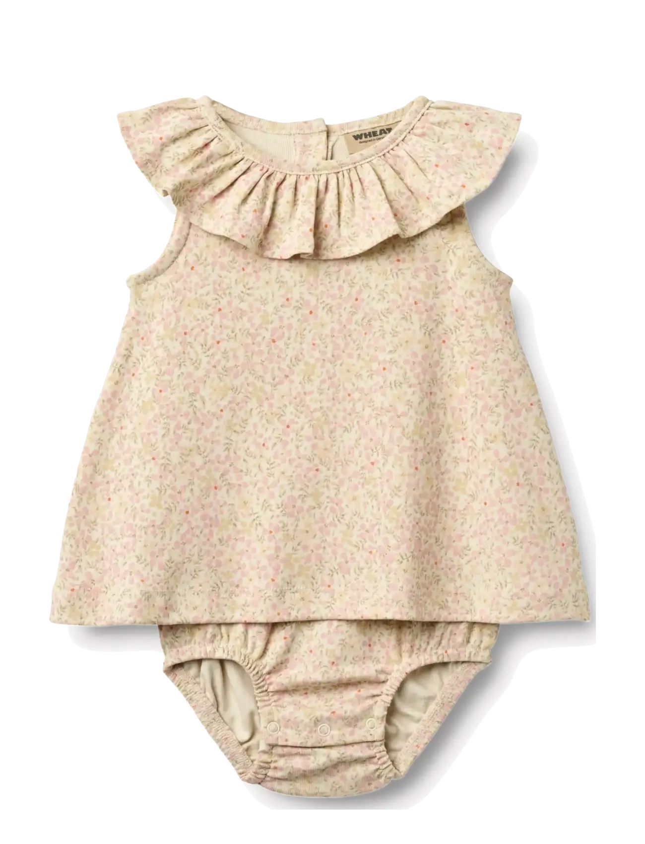 Wheat Jersey Dress Suit Ingeborg - Baby clothing - CORAL FLOWERS / yellow