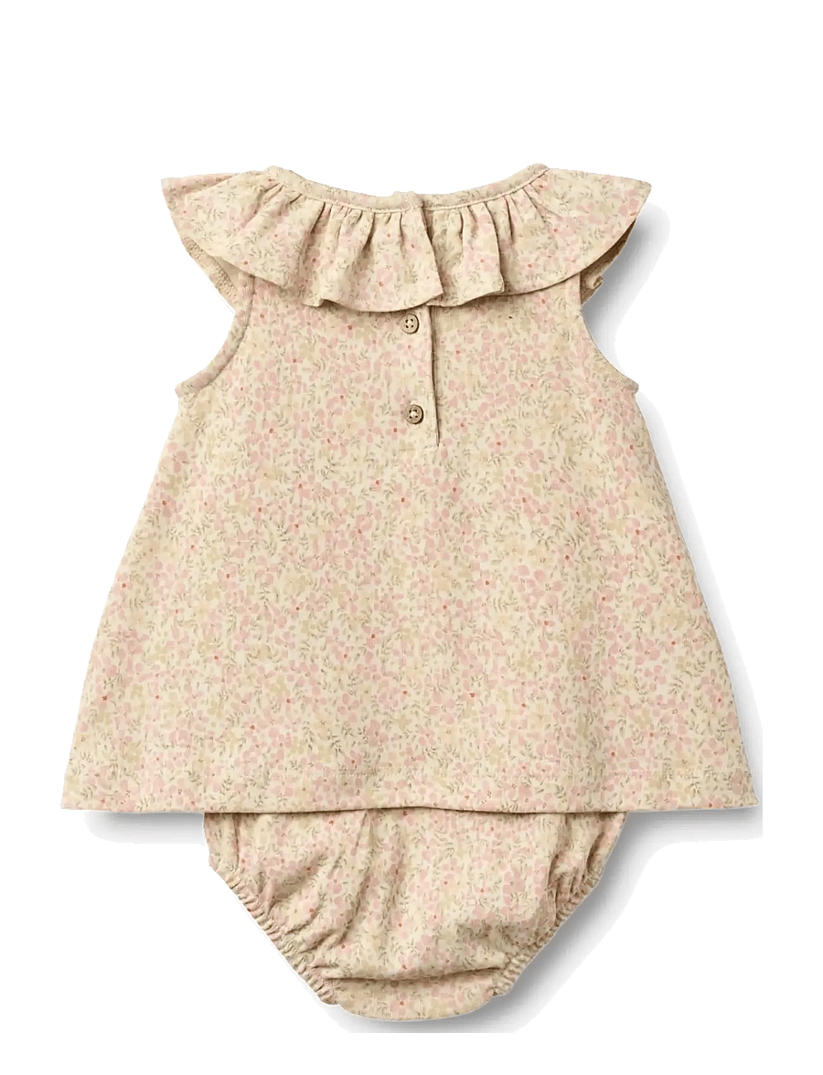 Wheat - Jersey Dress Suit Ingeborg - varrukateta beebi kleidid - coral flowers - 1