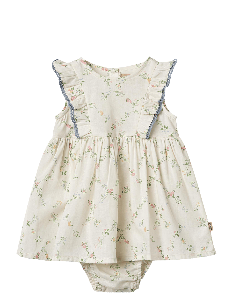 Wheat - Dress Suit Lace Sofia - lühikeste varrukatega beebi kleidid - ivory checked flowers - 0