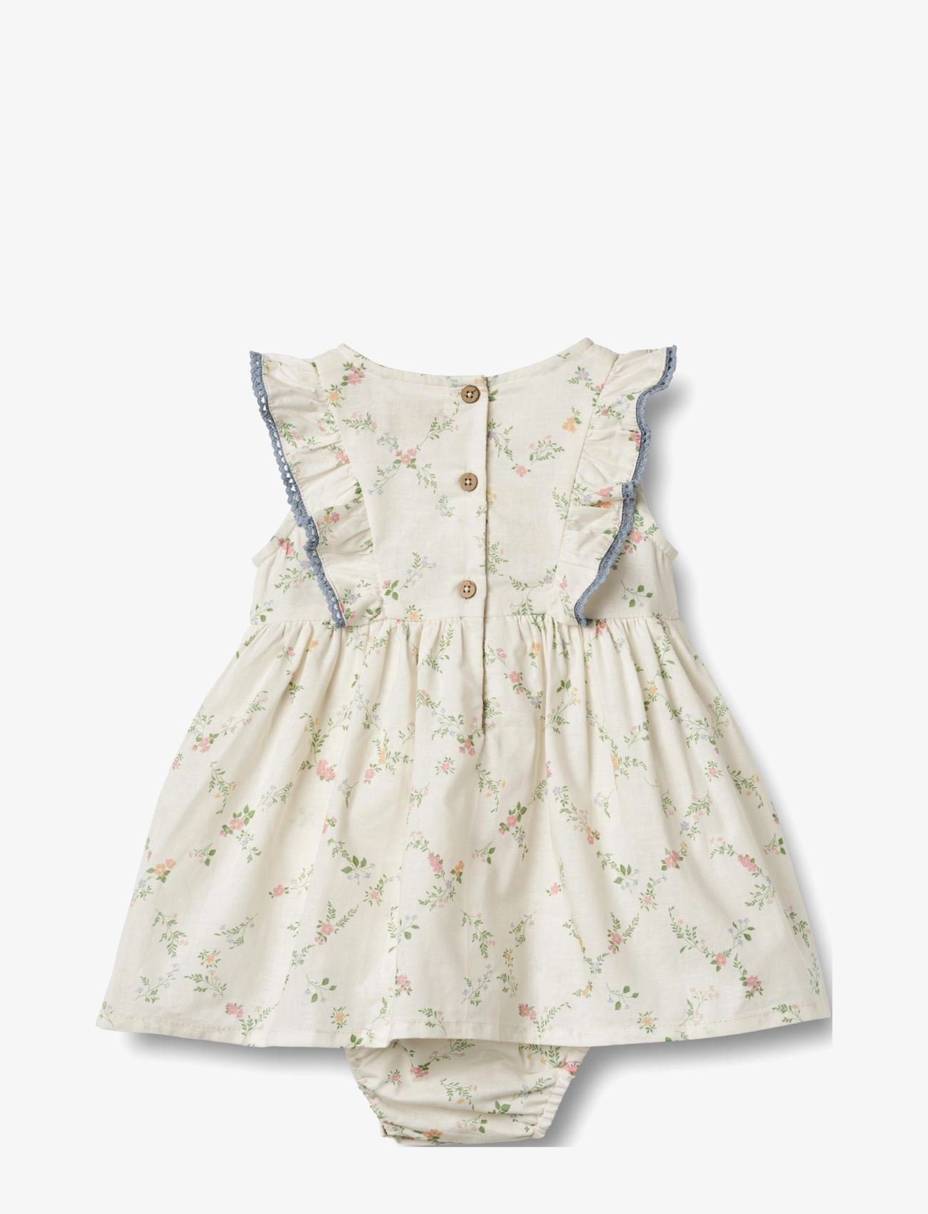 Wheat - Dress Suit Lace Sofia - short-sleeved baby dresses - ivory checked flowers - 1
