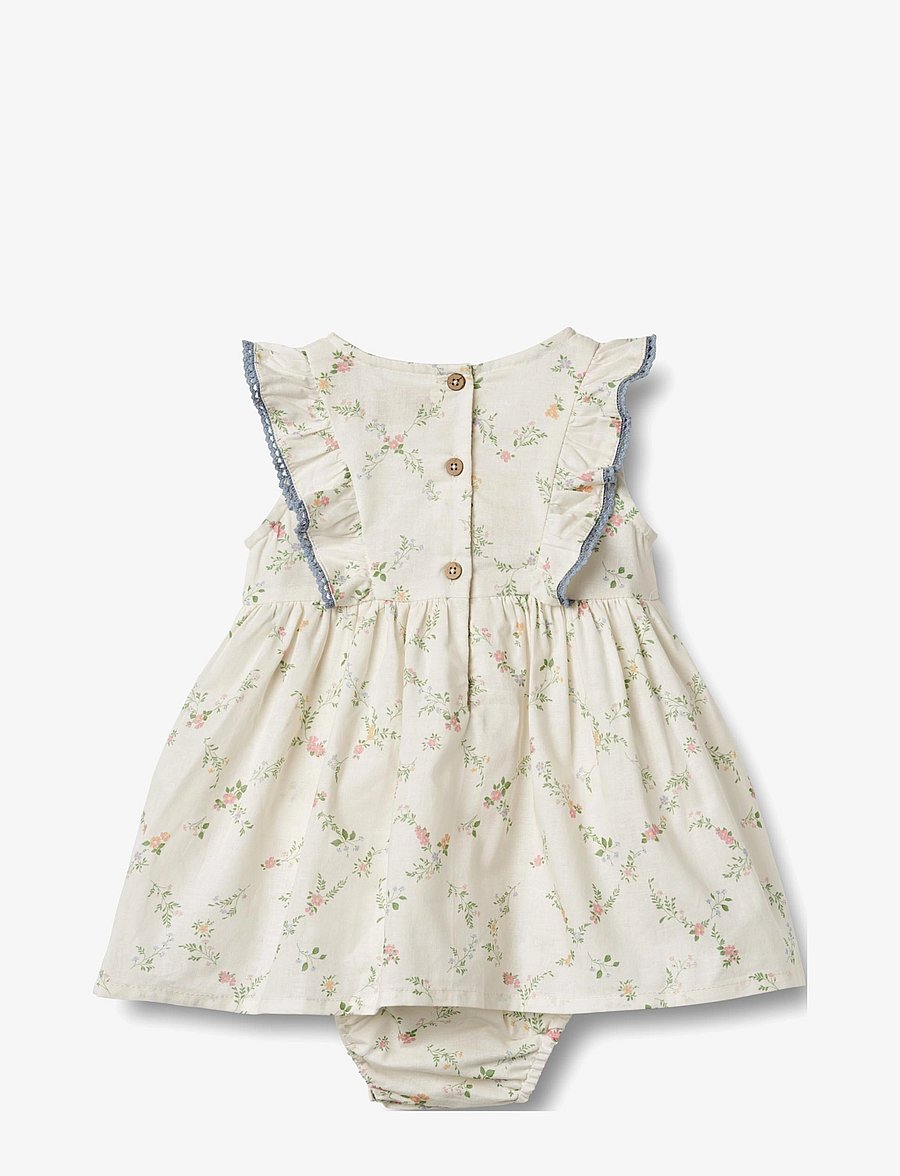 Wheat - Dress Suit Lace Sofia - lühikeste varrukatega beebi kleidid - ivory checked flowers - 1