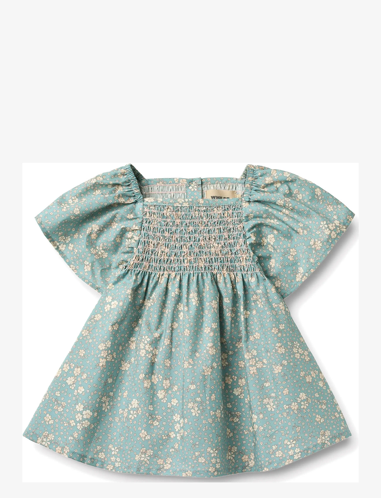 Wheat - Dress S/S Elva - kortärmade babyklänningar - spring lake flowers - 0
