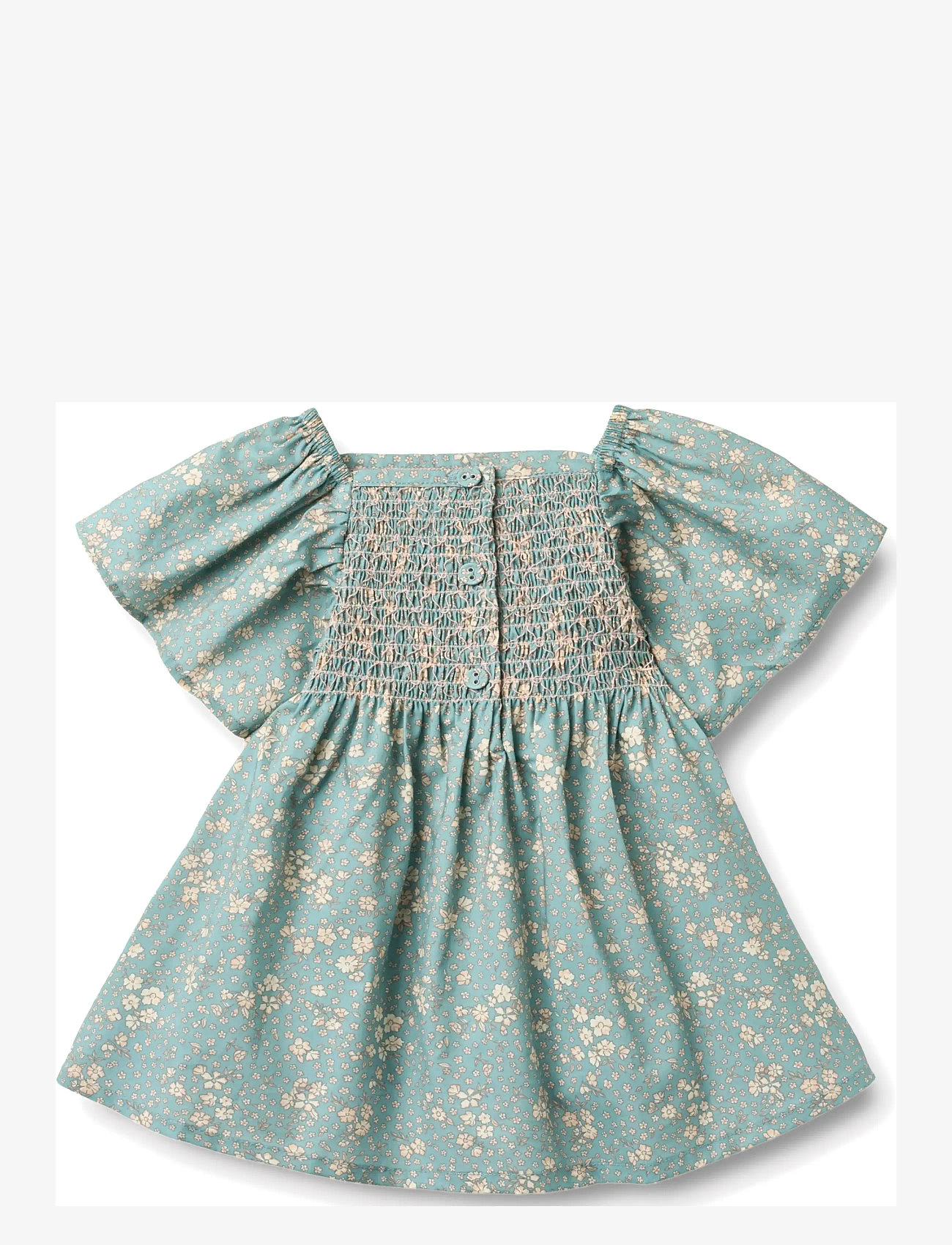 Wheat - Dress S/S Elva - kortärmade babyklänningar - spring lake flowers - 1