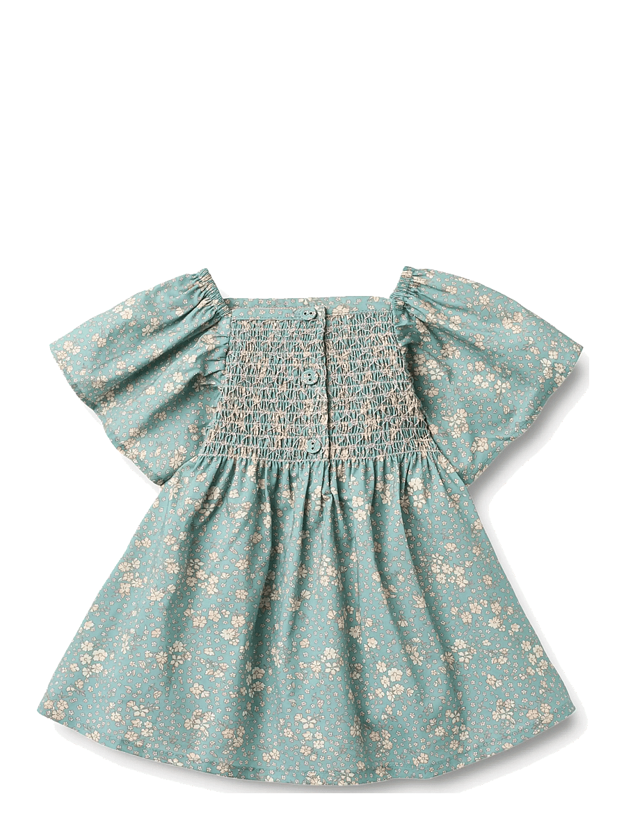 Wheat - Dress S/S Elva - kortärmade babyklänningar - spring lake flowers - 1