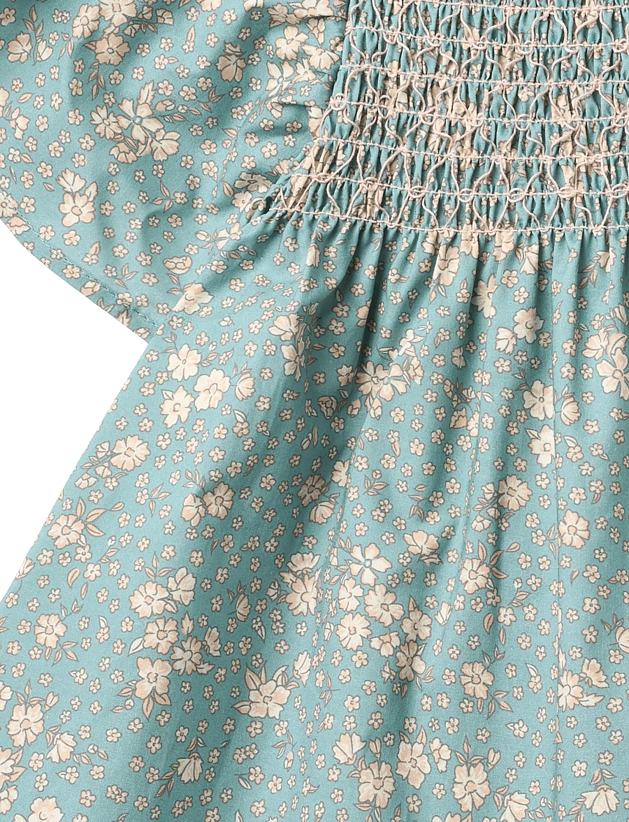 Wheat - Dress S/S Elva - kortärmade babyklänningar - spring lake flowers - 2