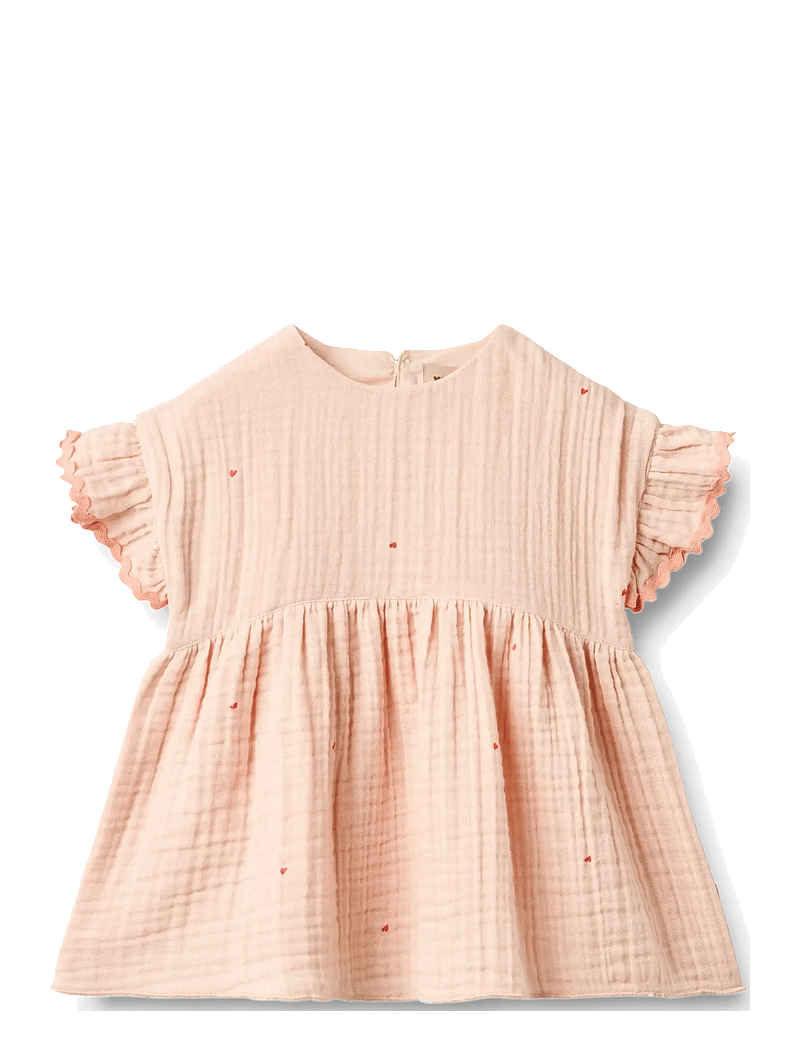 Wheat - Dress Lace Thit - kurzärmelige babykleider - powder hearts - 0
