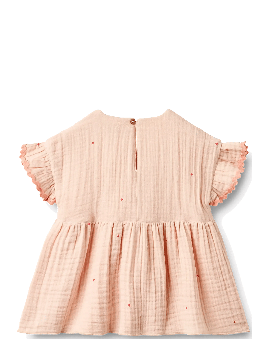 Wheat - Dress Lace Thit - kurzärmelige babykleider - powder hearts - 1