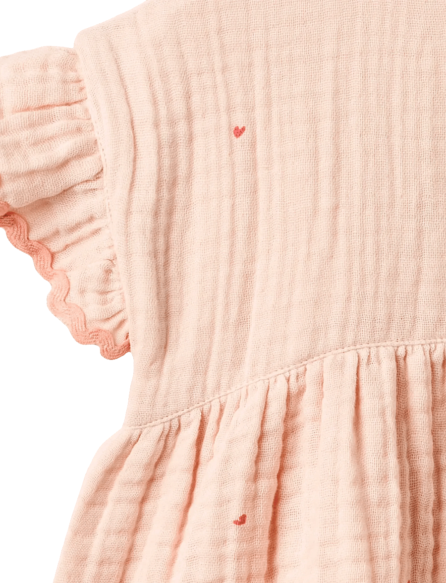 Wheat - Dress Lace Thit - kurzärmelige babykleider - powder hearts - 2