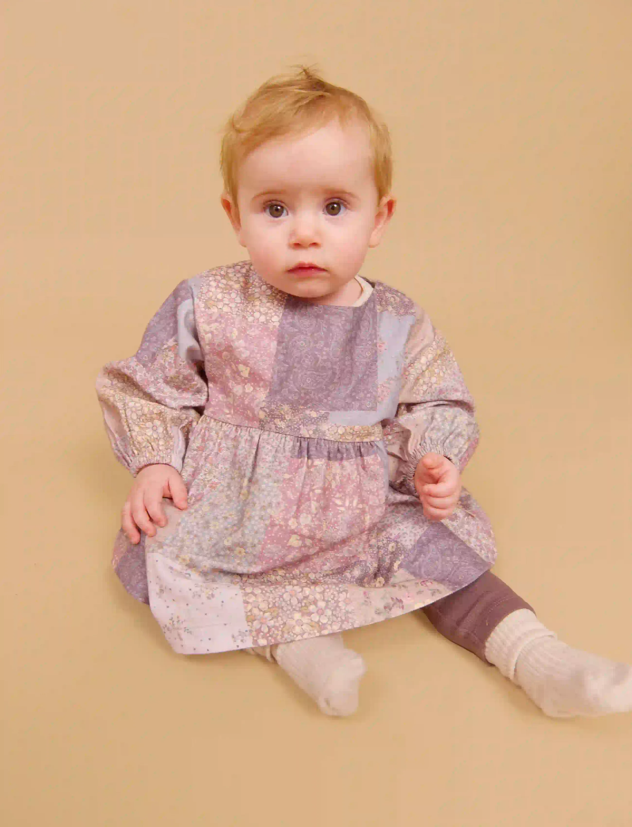 Wheat - Dress L/S Herdis - langærmede babykjoler - patchwork flowers - 3