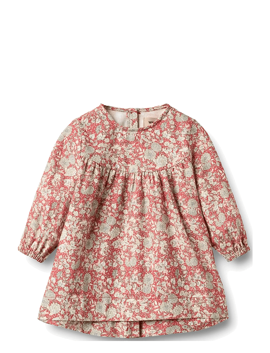 Wheat - Dress L/S Fenja - raspberry flowers - 0