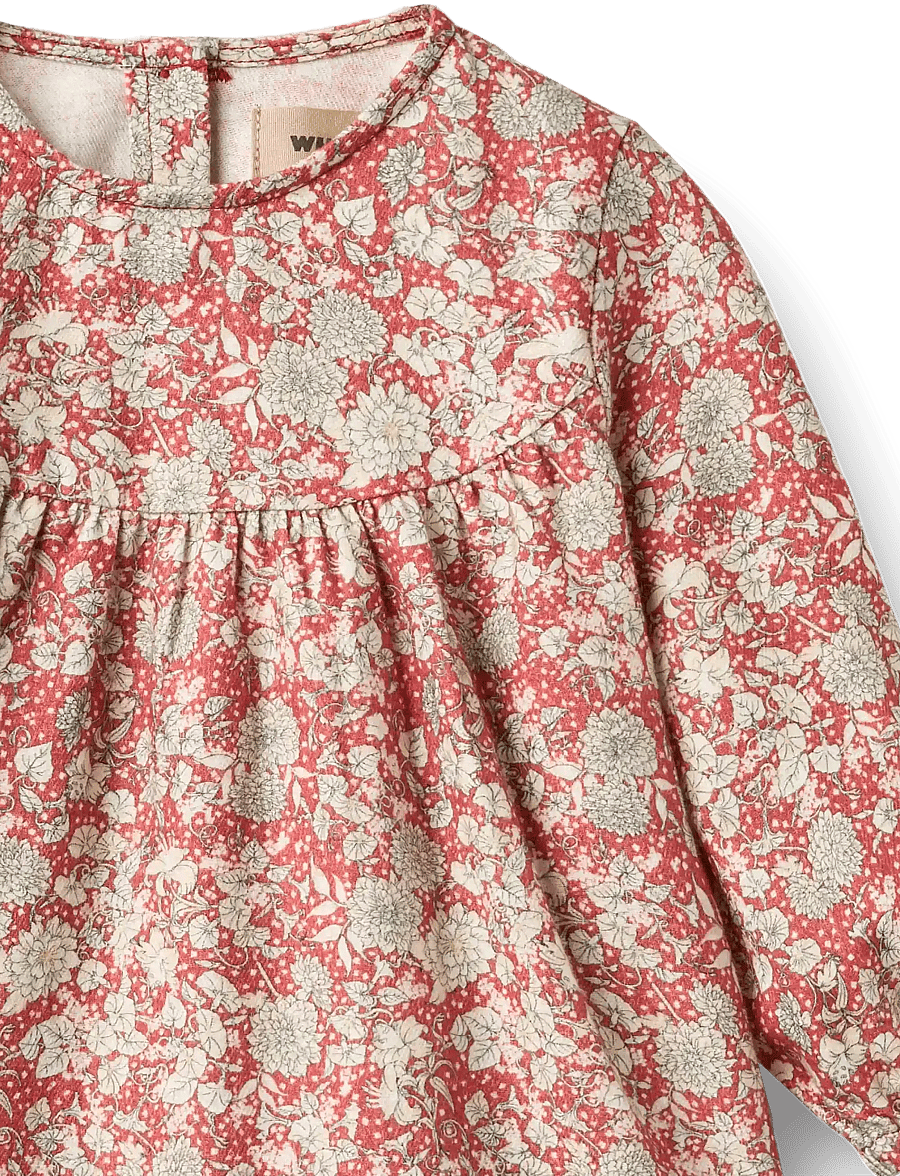 Wheat - Dress L/S Fenja - raspberry flowers - 2