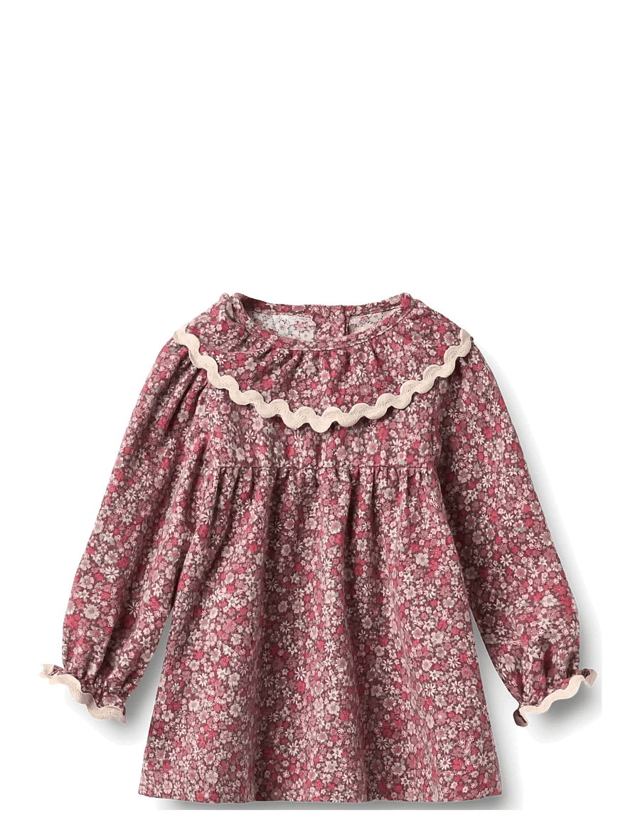 Wheat - Dress L/S Collar Elvira - grape flowers - 0