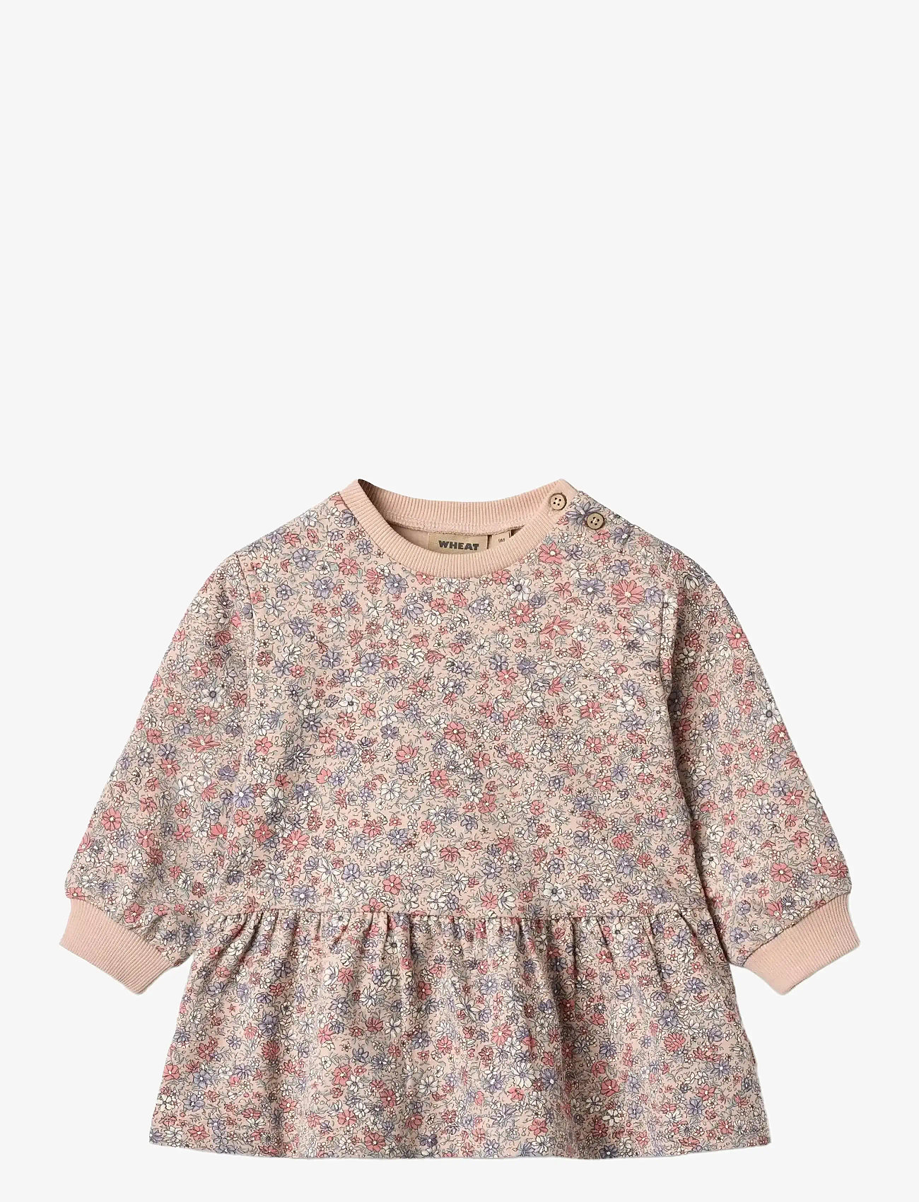 Wheat - Sweat Dress L/S Zenia - langärmelige babykleider - rose dust flowers - 0