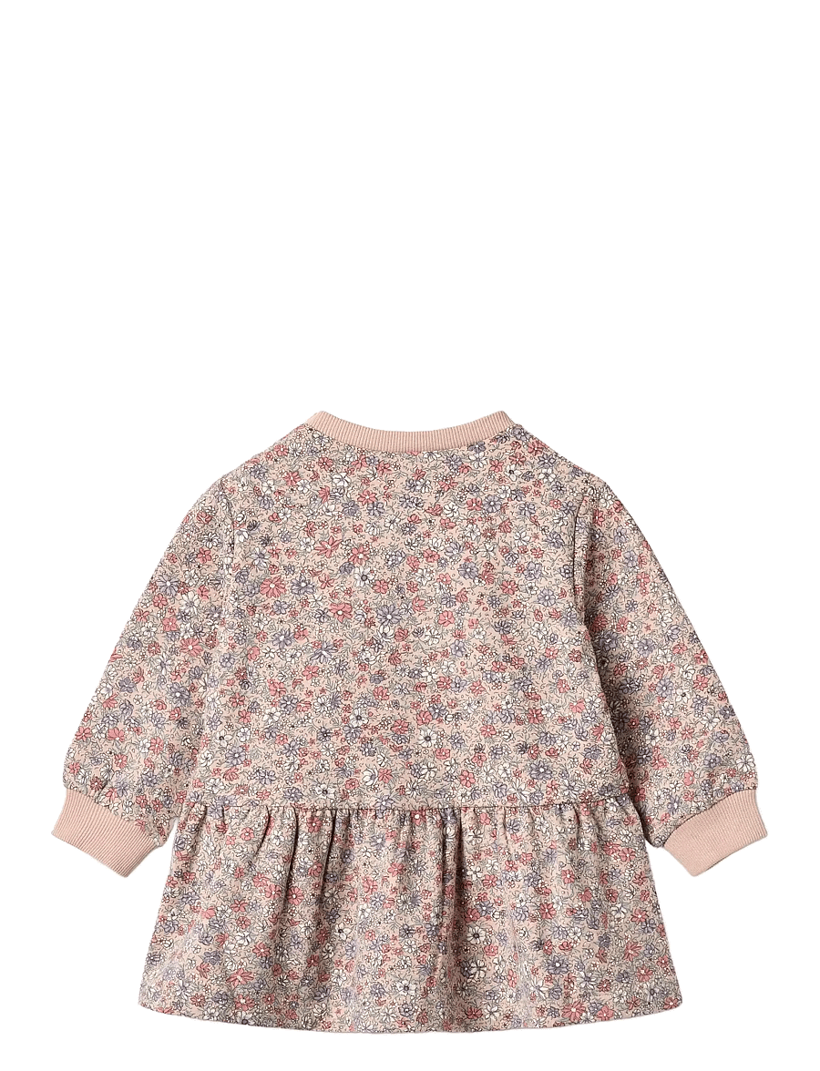 Wheat - Sweat Dress L/S Zenia - langærmede babykjoler - rose dust flowers - 1