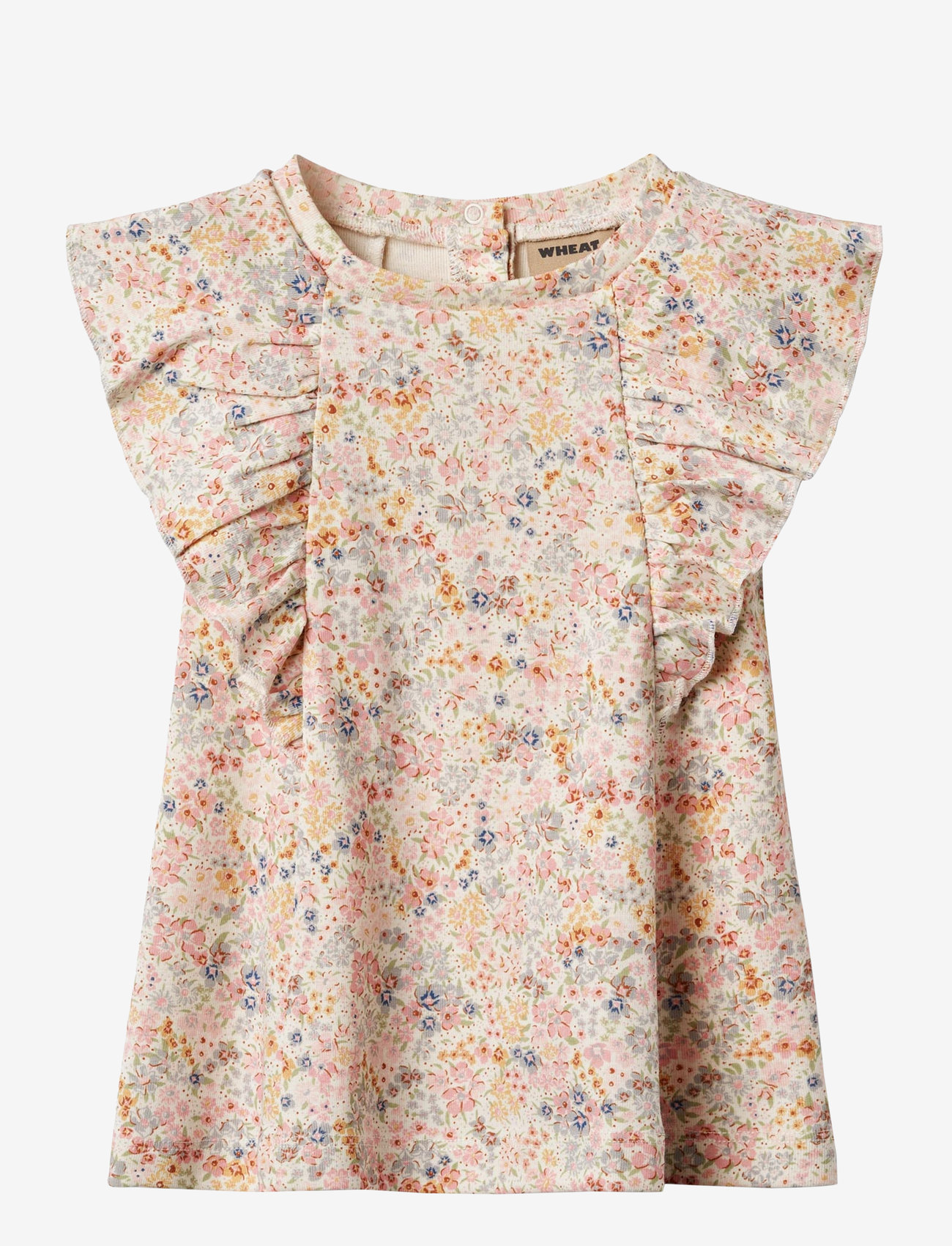 Wheat - Jersey Dress Ruffle Shirley - kurzärmelige babykleider - bright flowers - 0