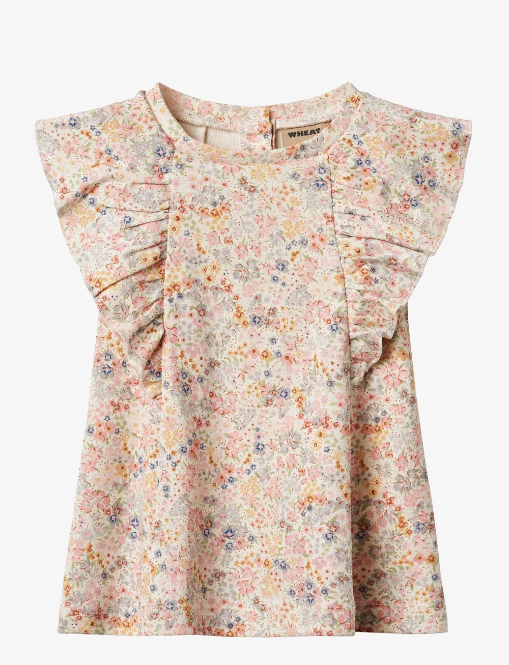 Wheat - Jersey Dress Ruffle Shirley - kurzärmelige babykleider - bright flowers - 0