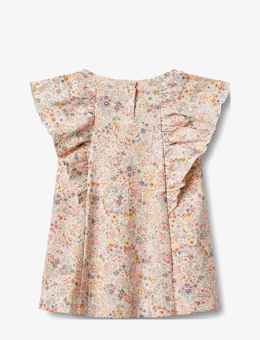 Wheat - Jersey Dress Ruffle Shirley - kurzärmelige babykleider - bright flowers - 1
