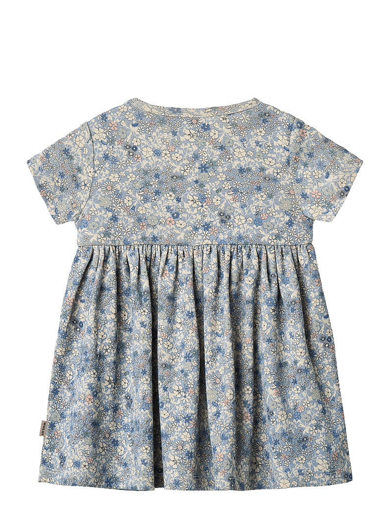 Wheat - Jersey Dress S/S Nova - short-sleeved baby dresses - blue summer flowers - 1