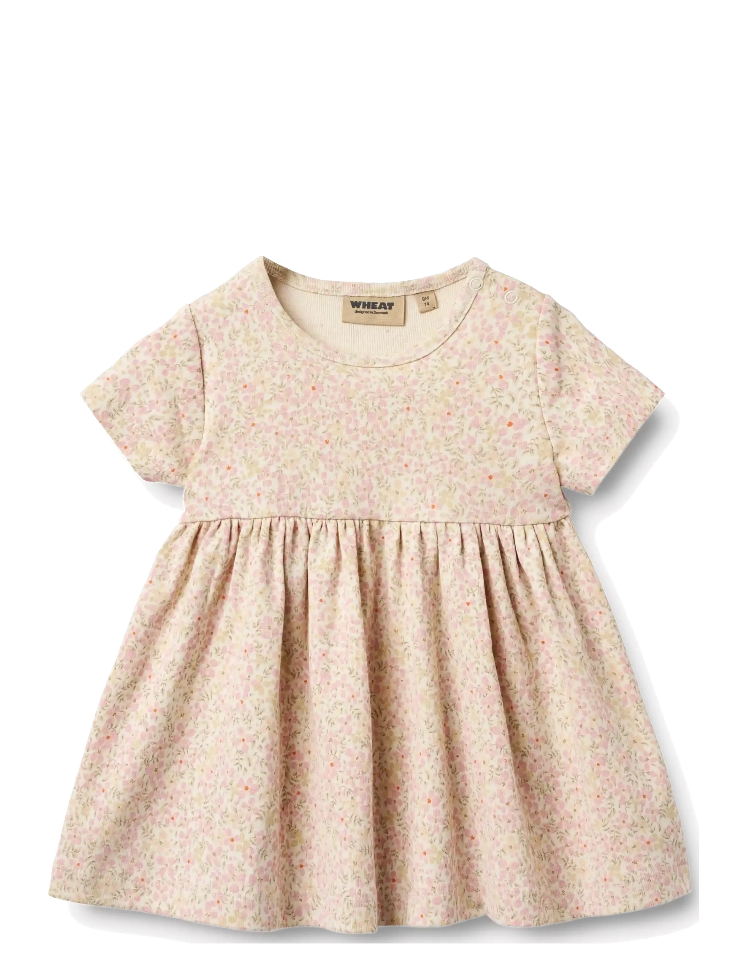 Wheat Jersey Dress S/S Nova - Klänningar & Kjolar - CORAL FLOWERS / pink/rose