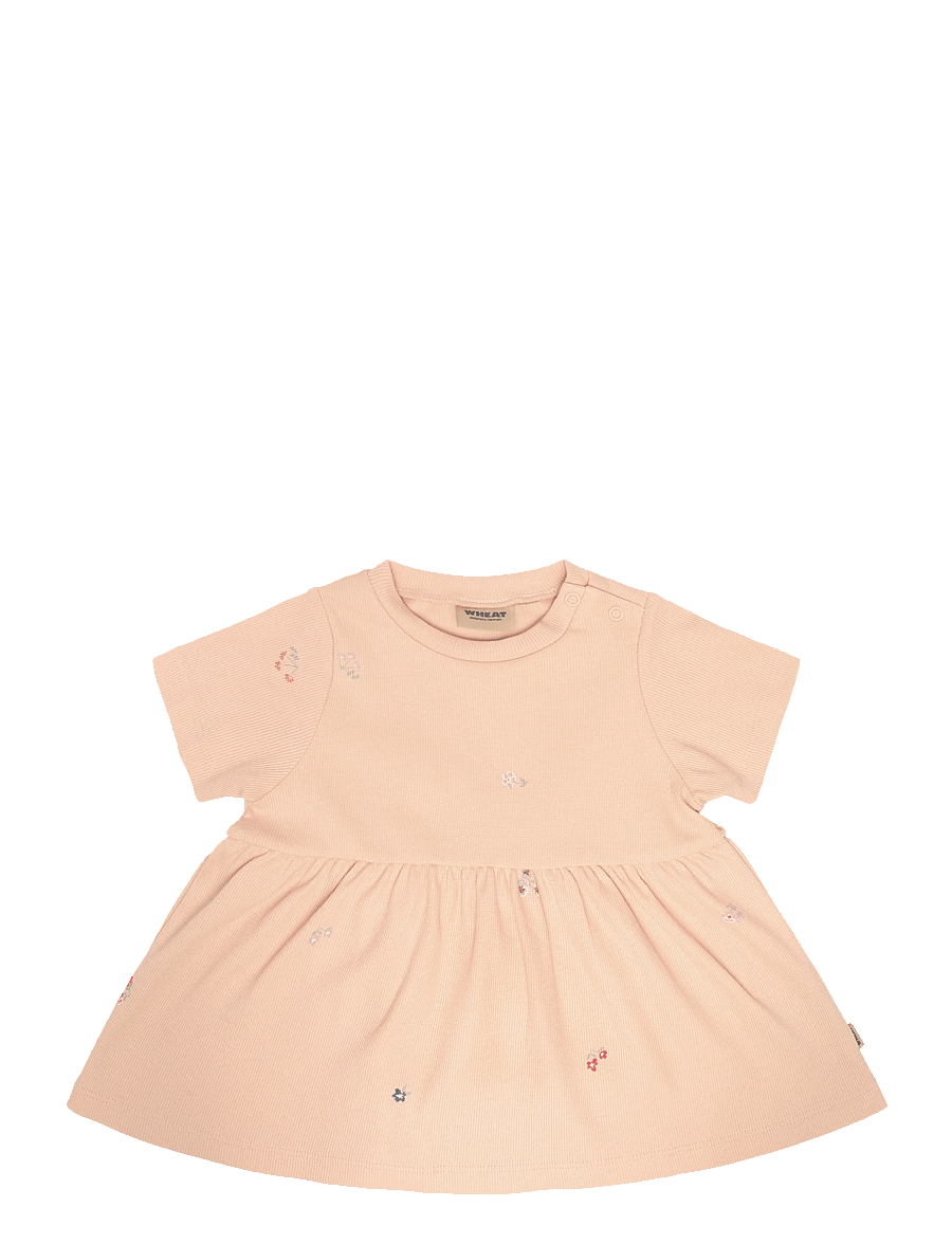 Wheat - Jersey Dress Anna - kurzärmelige babykleider - rose flowers - 0