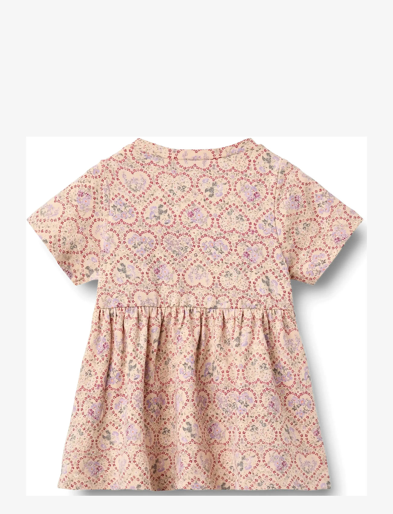 Wheat - Jersey dress S/S Anna - kortærmede babykjoler - magenta heart flowers - 1