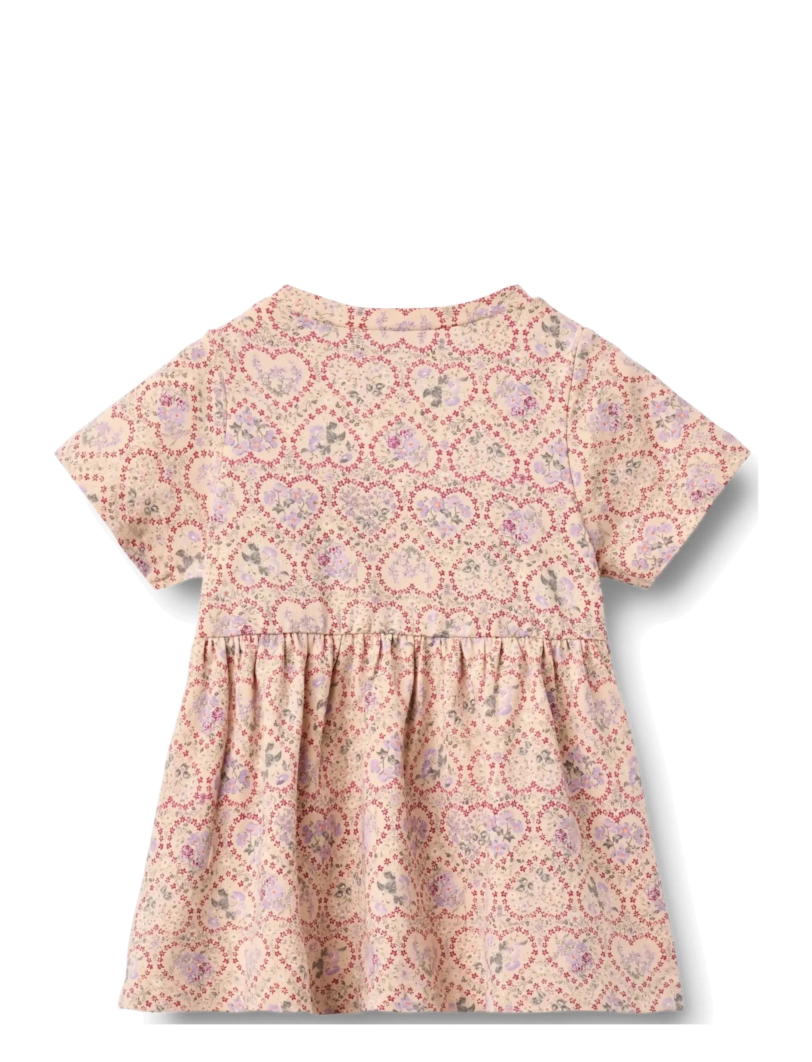 Wheat - Jersey dress S/S Anna - kortærmede babykjoler - magenta heart flowers - 1