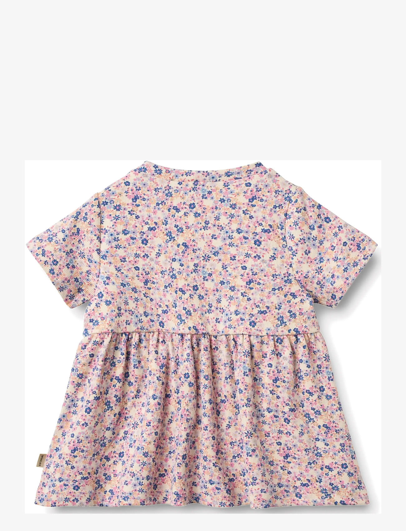 Wheat - Jersey Dress Anna - kortærmede babykjoler - pink blue flowers - 1