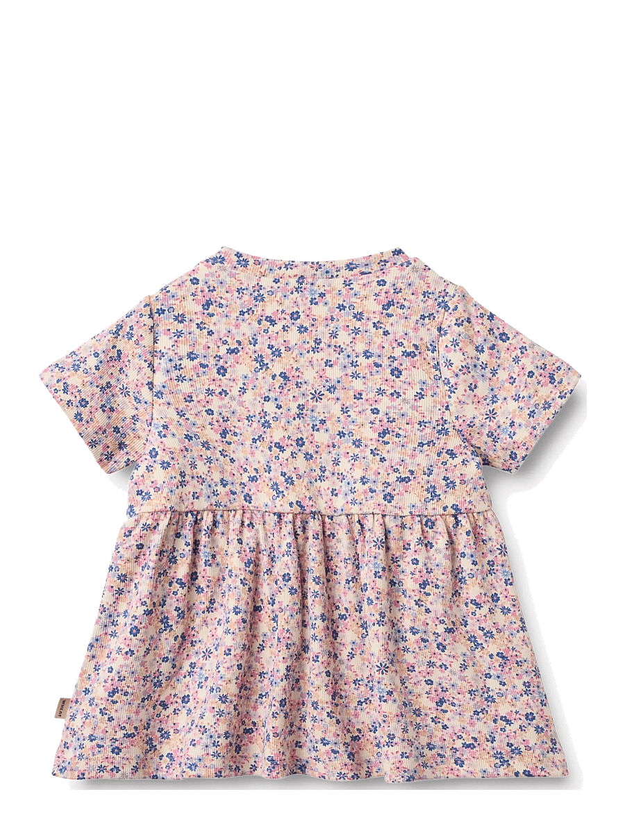 Wheat - Jersey Dress Anna - lühikeste varrukatega beebi kleidid - pink blue flowers - 1