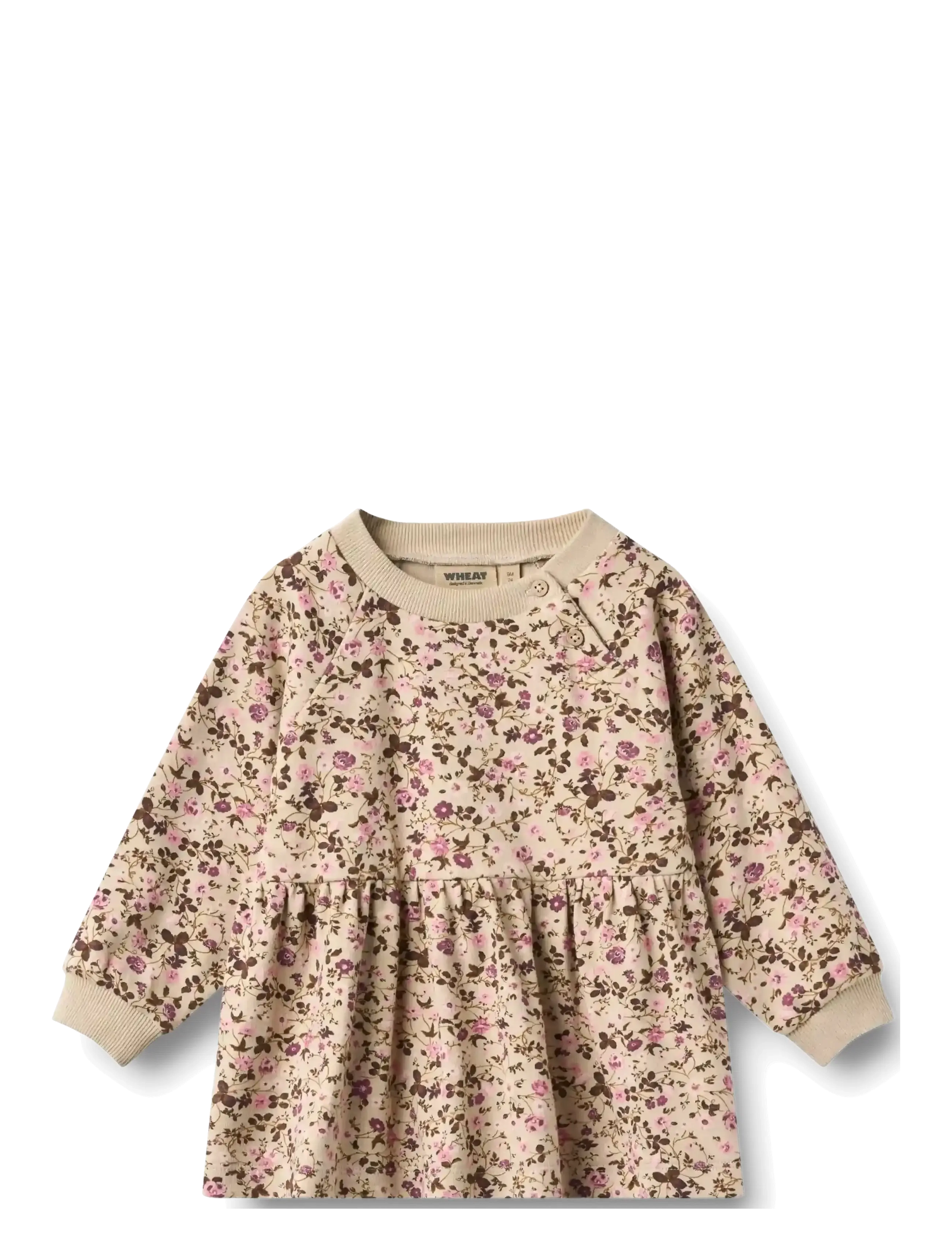 Wheat Jersey dress L/S Dorthea - Baby-Kleider - SOFT SAND FLOWER WINE / cream