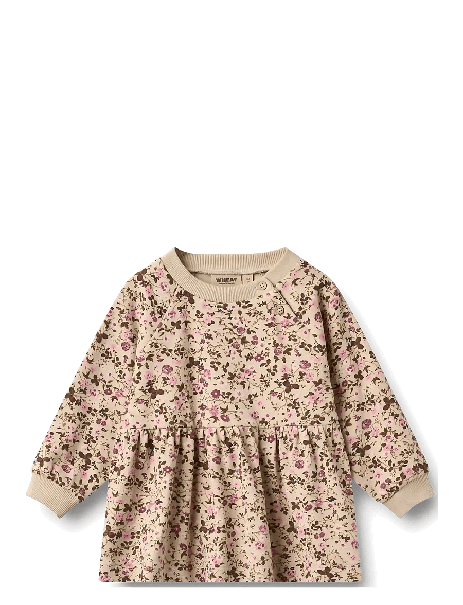 Wheat - Jersey dress L/S Dorthea - soft sand flower wine - 0