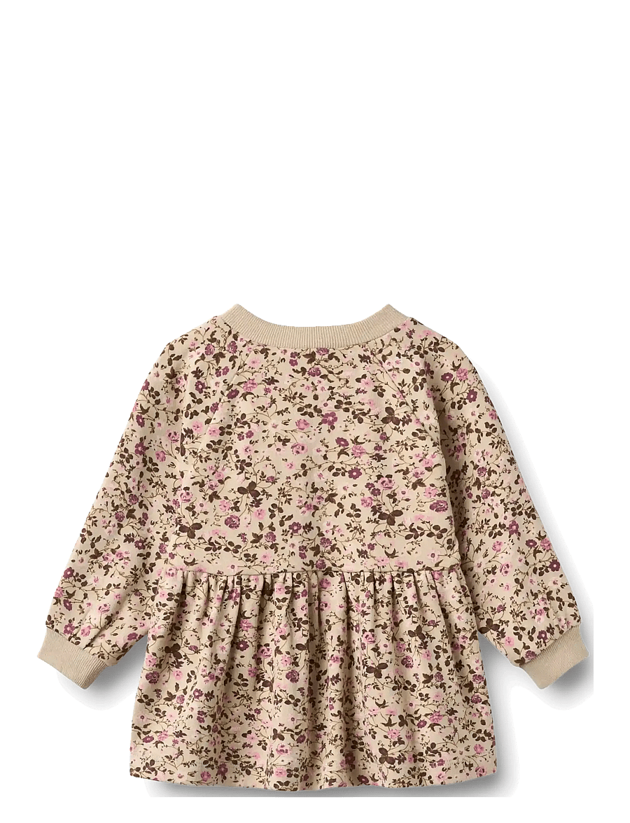 Wheat - Jersey dress L/S Dorthea - soft sand flower wine - 1