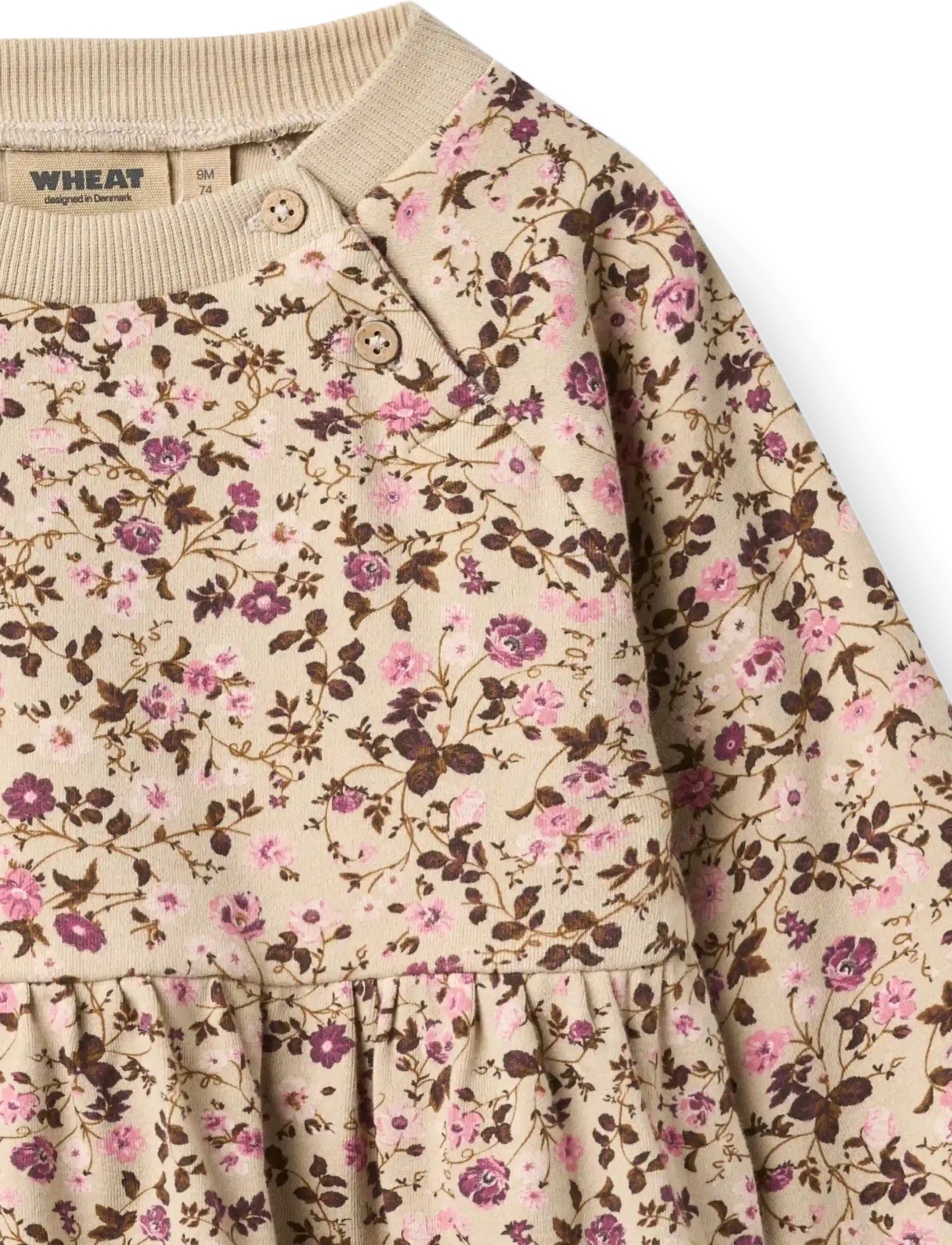 Wheat - Jersey dress L/S Dorthea - soft sand flower wine - 2