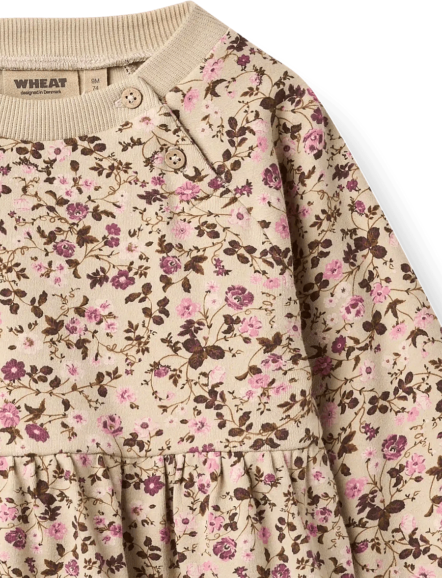 Wheat - Jersey dress L/S Dorthea - soft sand flower wine - 2
