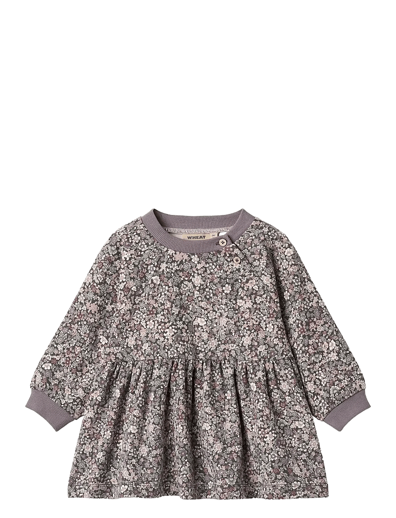 Wheat - Jersey Dress L/S Dorthea - langärmelige babykleider - purple stone flowers - 0