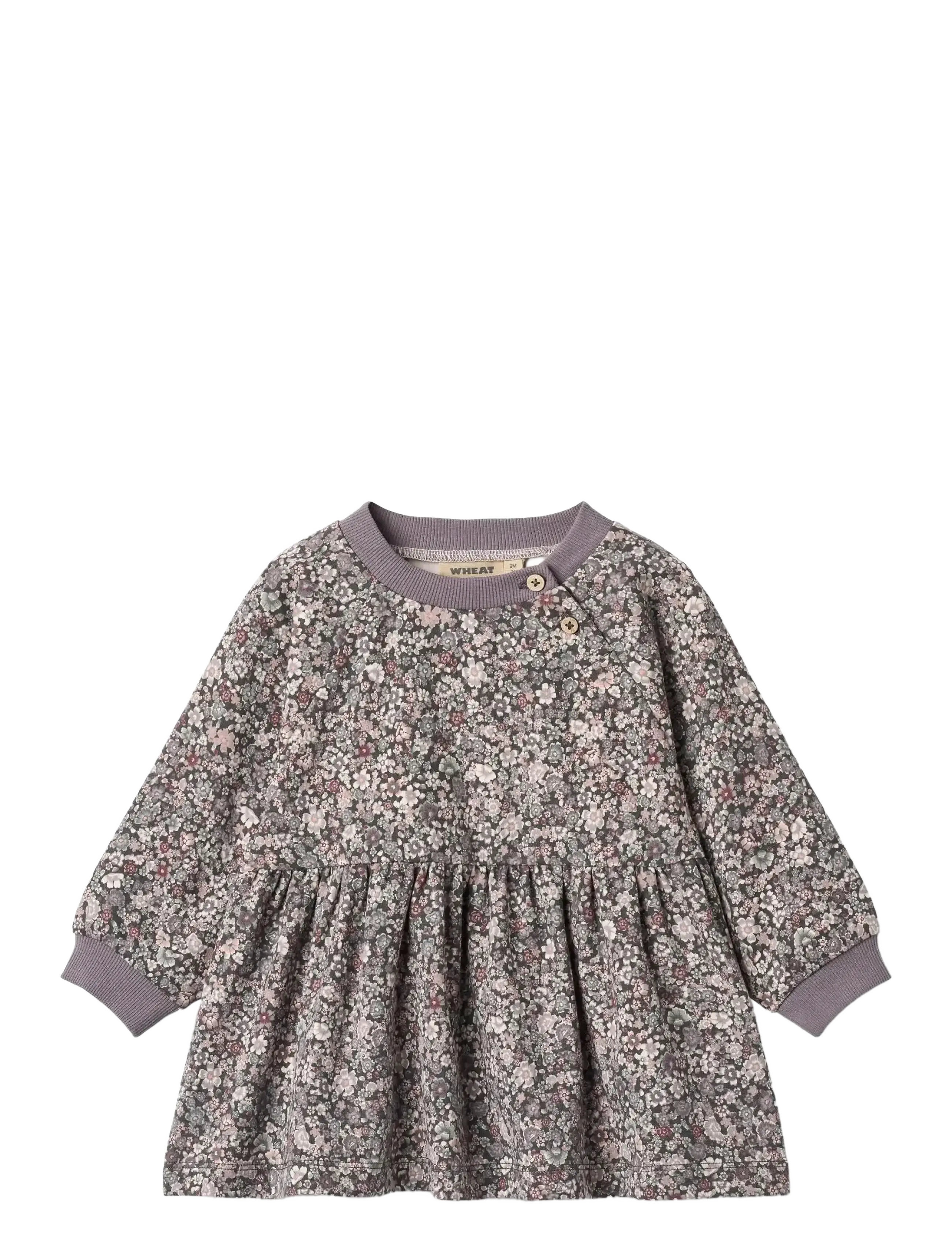 Wheat Jersey Dress L/S Dorthea - Klänningar & Kjolar - PURPLE STONE FLOWERS / multi