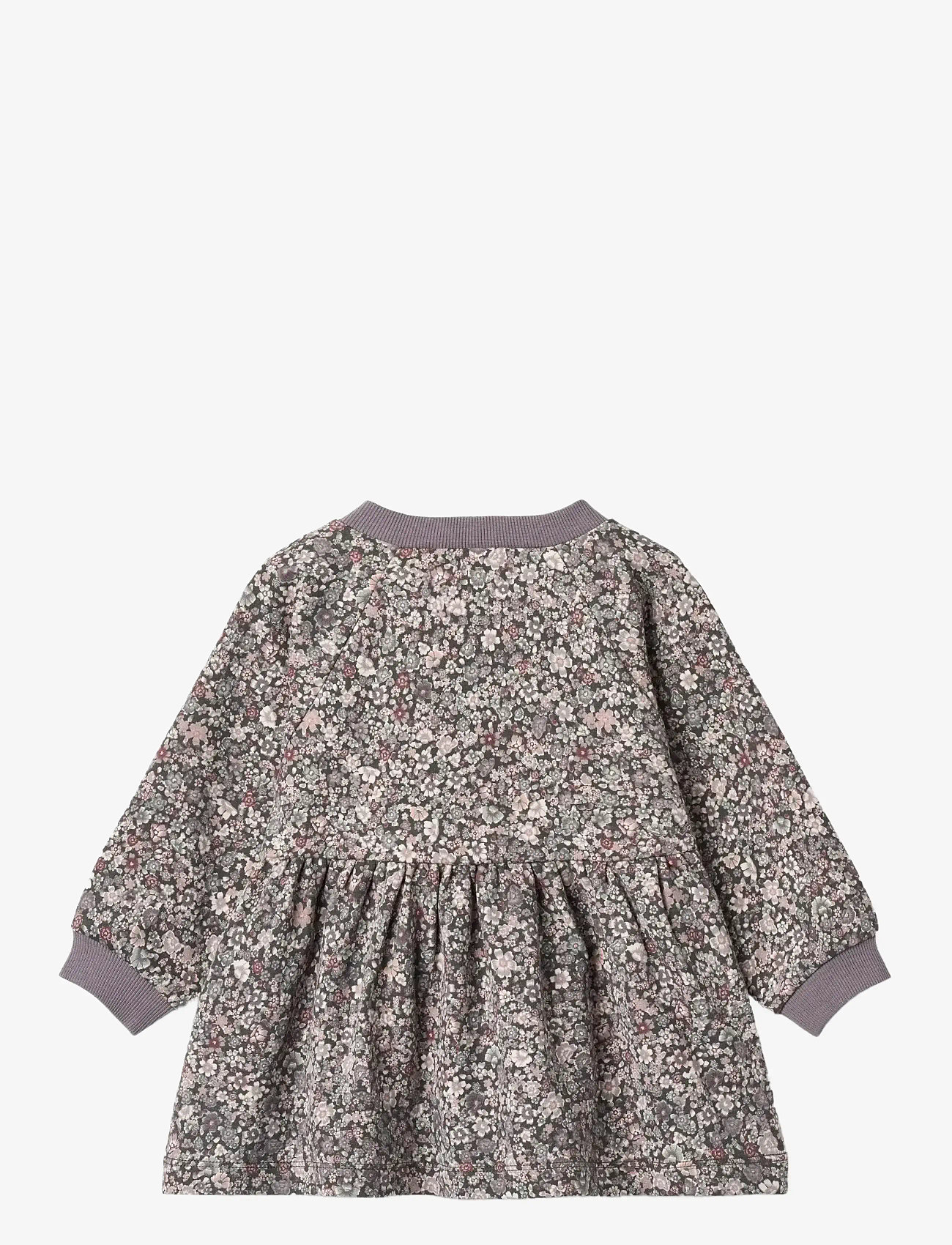 Wheat - Jersey Dress L/S Dorthea - langærmede babykjoler - purple stone flowers - 1