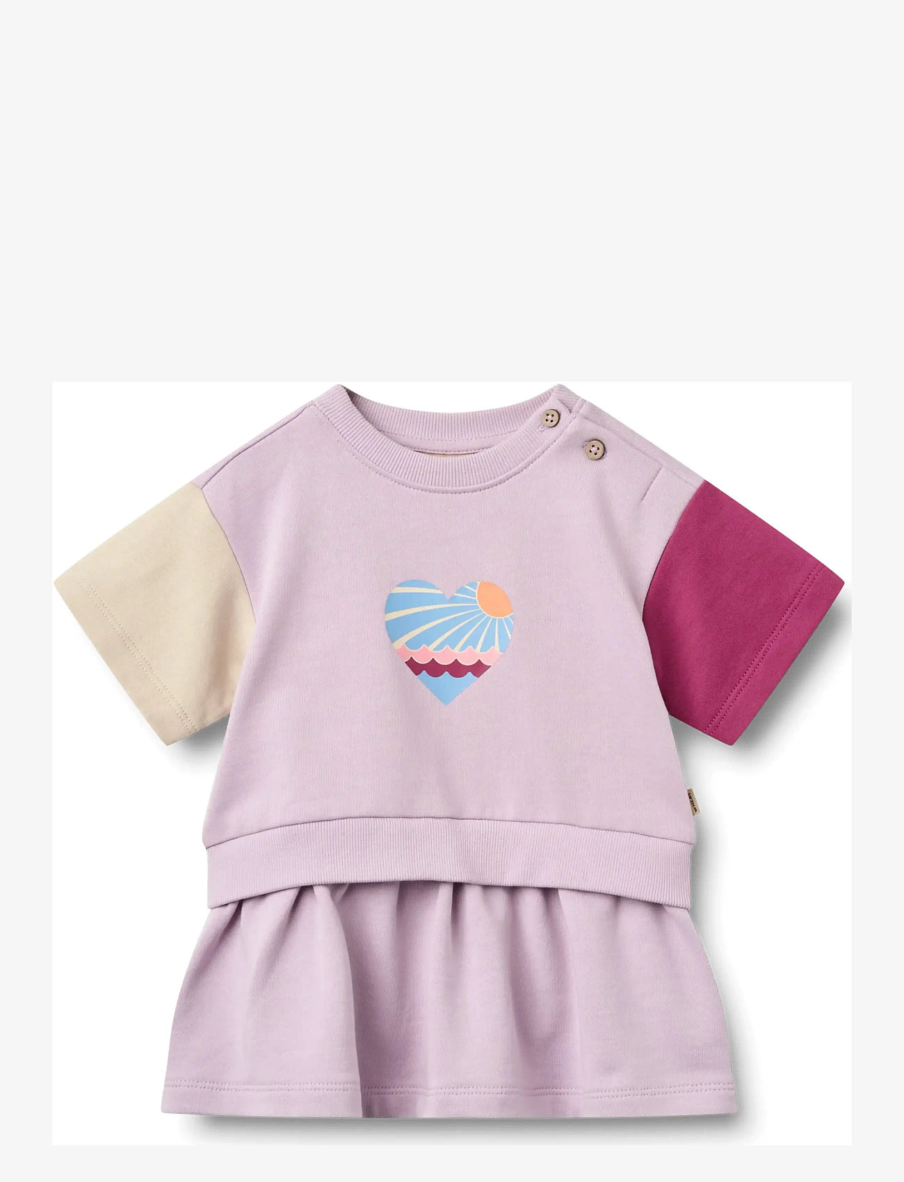 Wheat - Sweat Dress S/S Mey - kortærmede babykjoler - lavender glow - 0