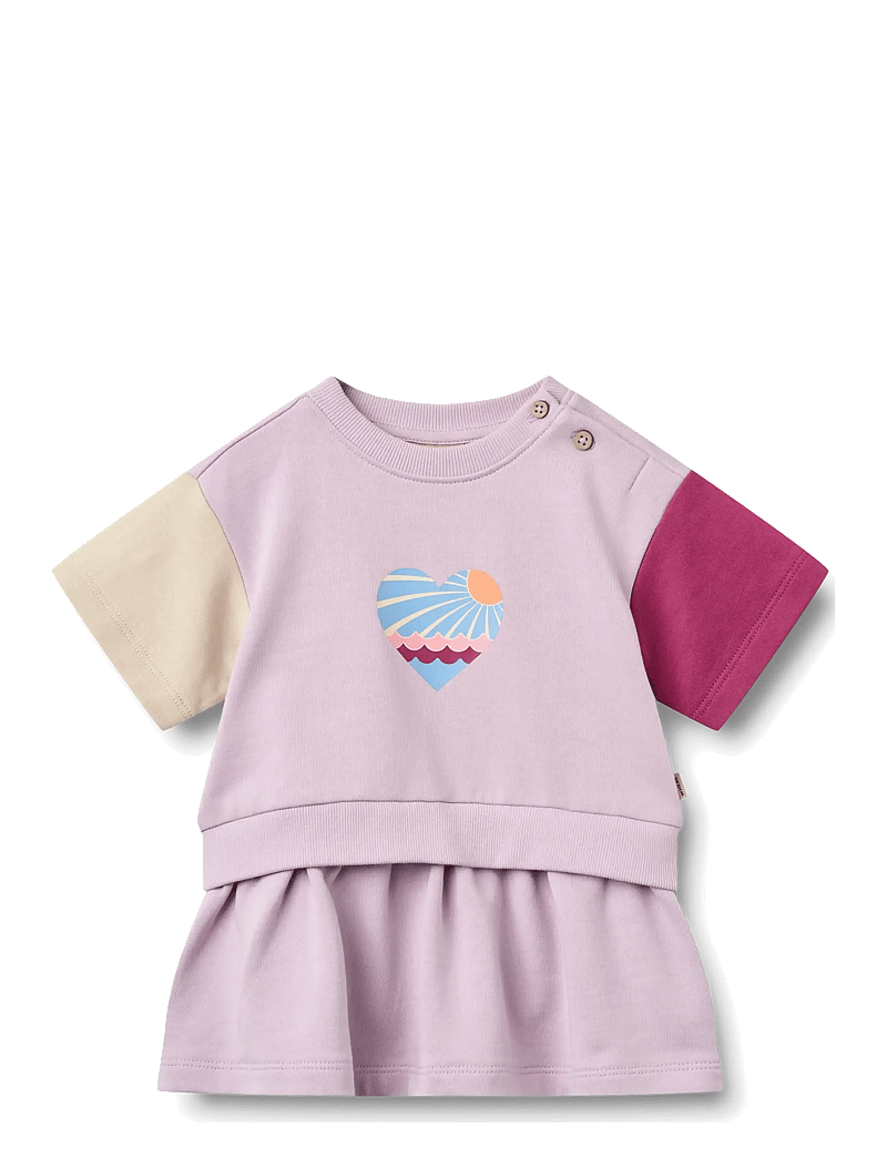 Wheat - Sweat Dress S/S Mey - kortærmede babykjoler - lavender glow - 0