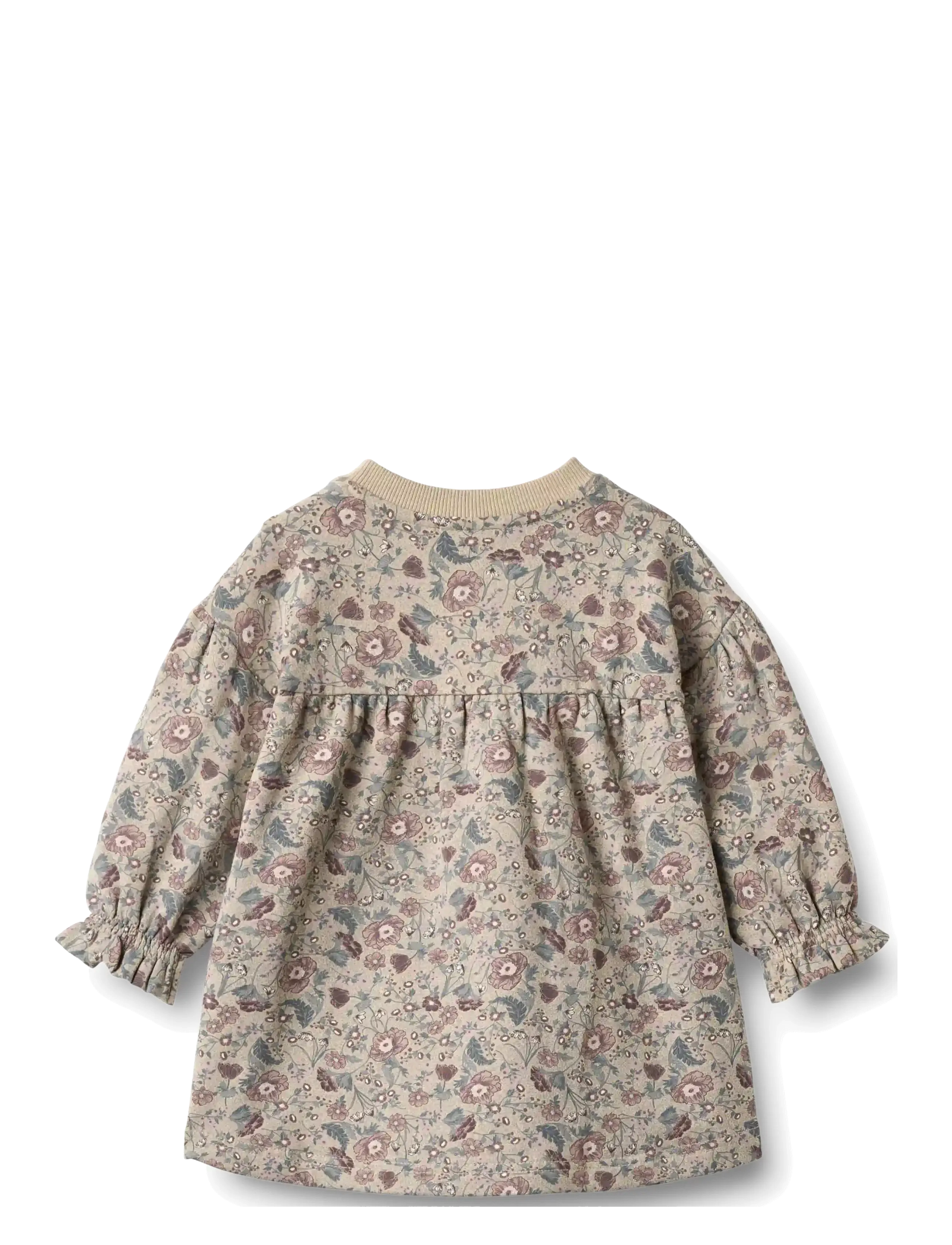 Wheat - Sweat dress L/S Lilja - langærmede babykjoler - soft sand flowers - 1