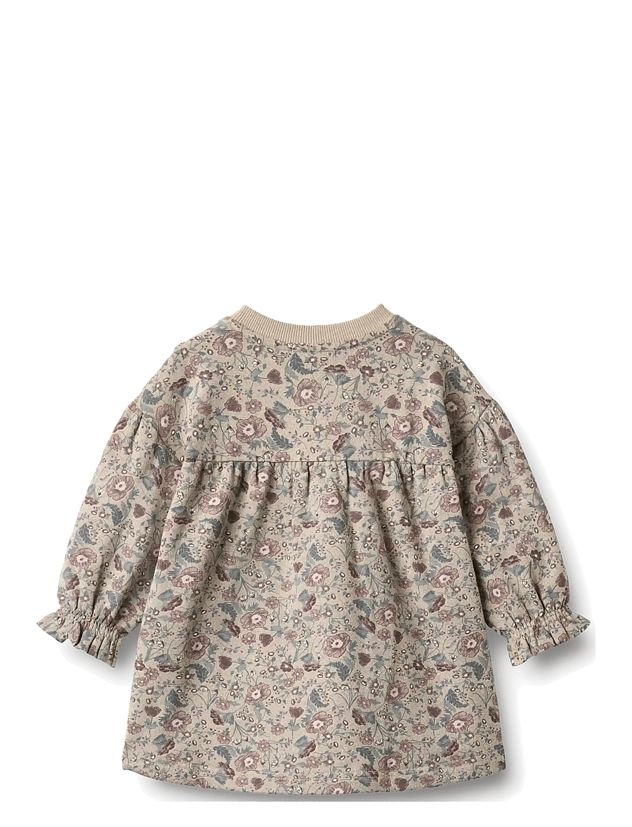 Wheat - Sweat dress L/S Lilja - langärmelige babykleider - soft sand flowers - 1